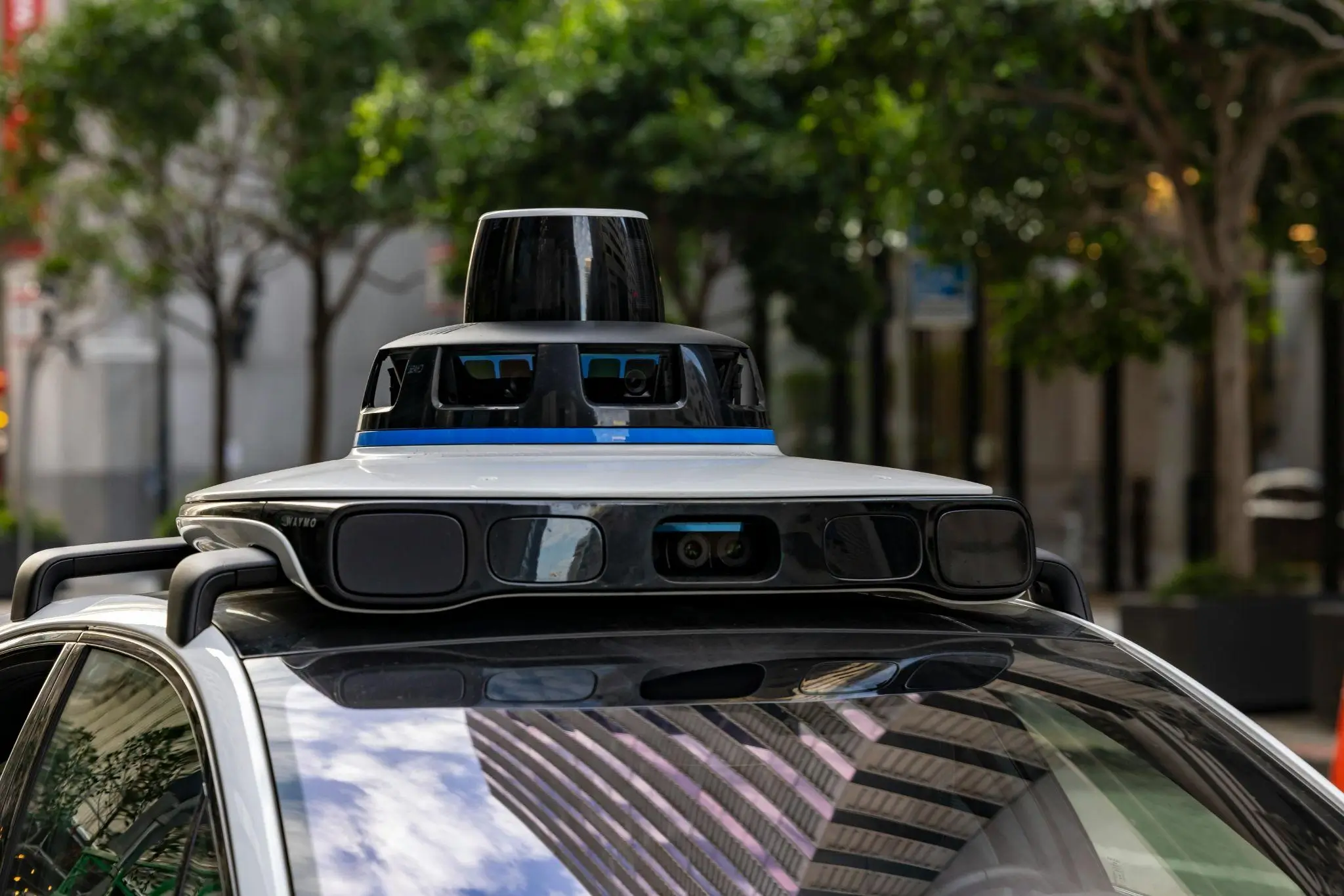 autonomous car with LIDAR at the top